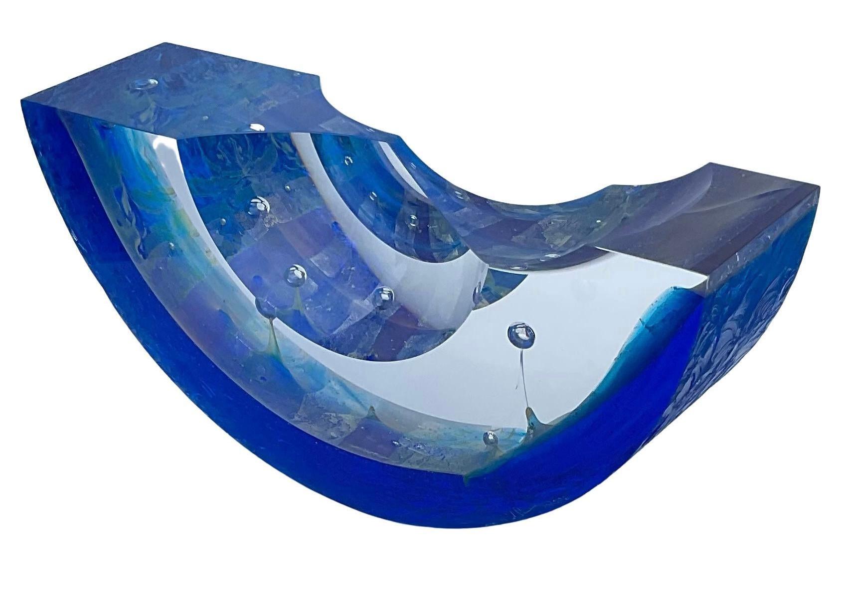 North American Steven Weinberg Studio Glass Abstract Regatta Boat Sculpture Artist Signed 