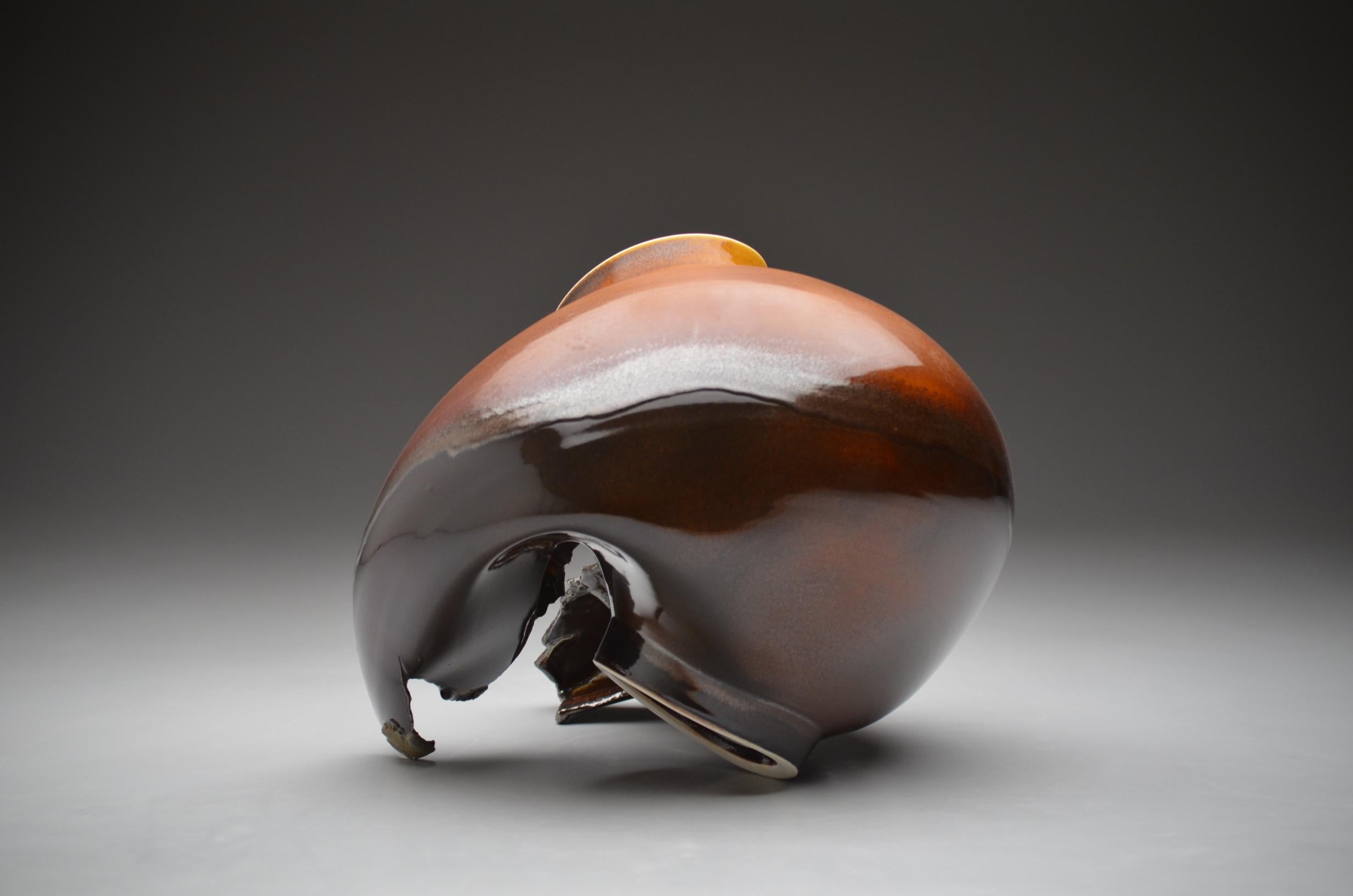 Deconstructed Ceramic Vessel Form, Contemporary Glazed Porcelain Sculpture, Lee For Sale 2