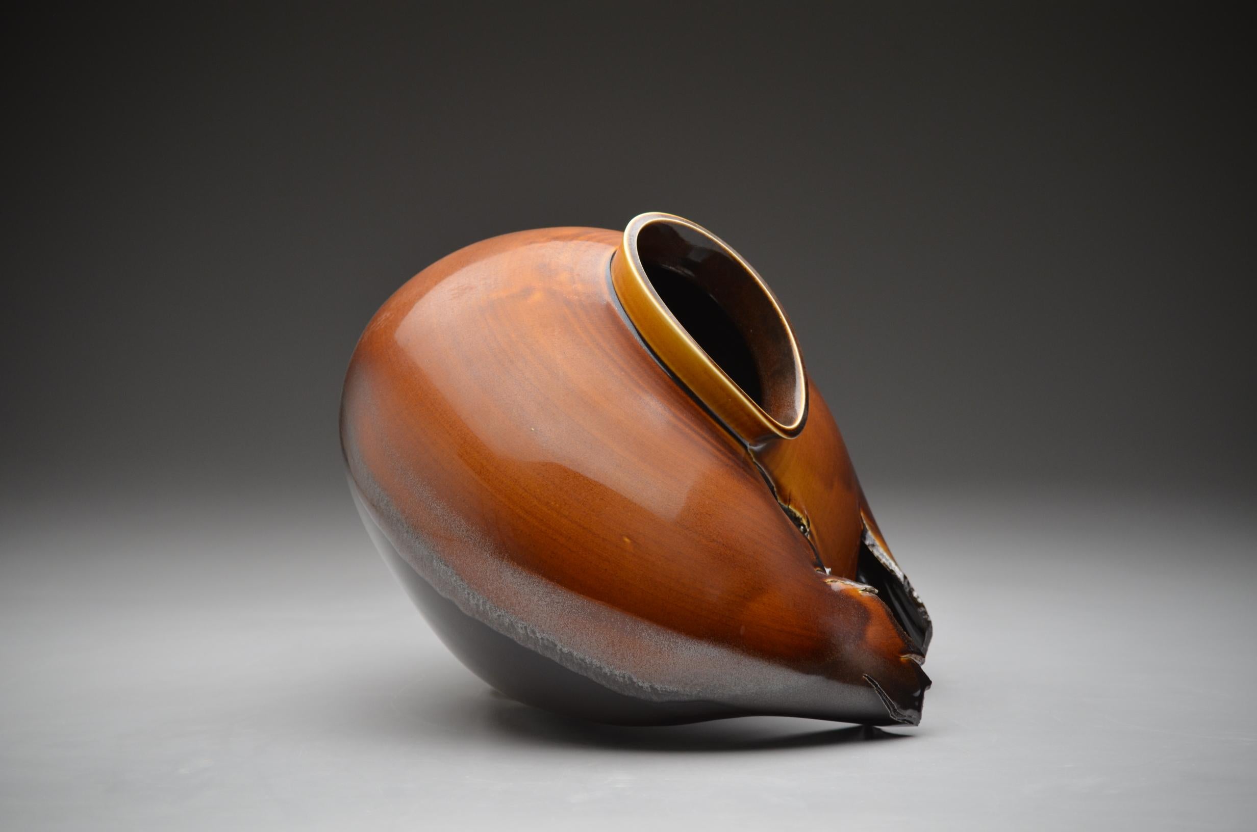 Deconstructed Ceramic Vessel Form, Contemporary Glazed Porcelain Sculpture, Lee For Sale 4