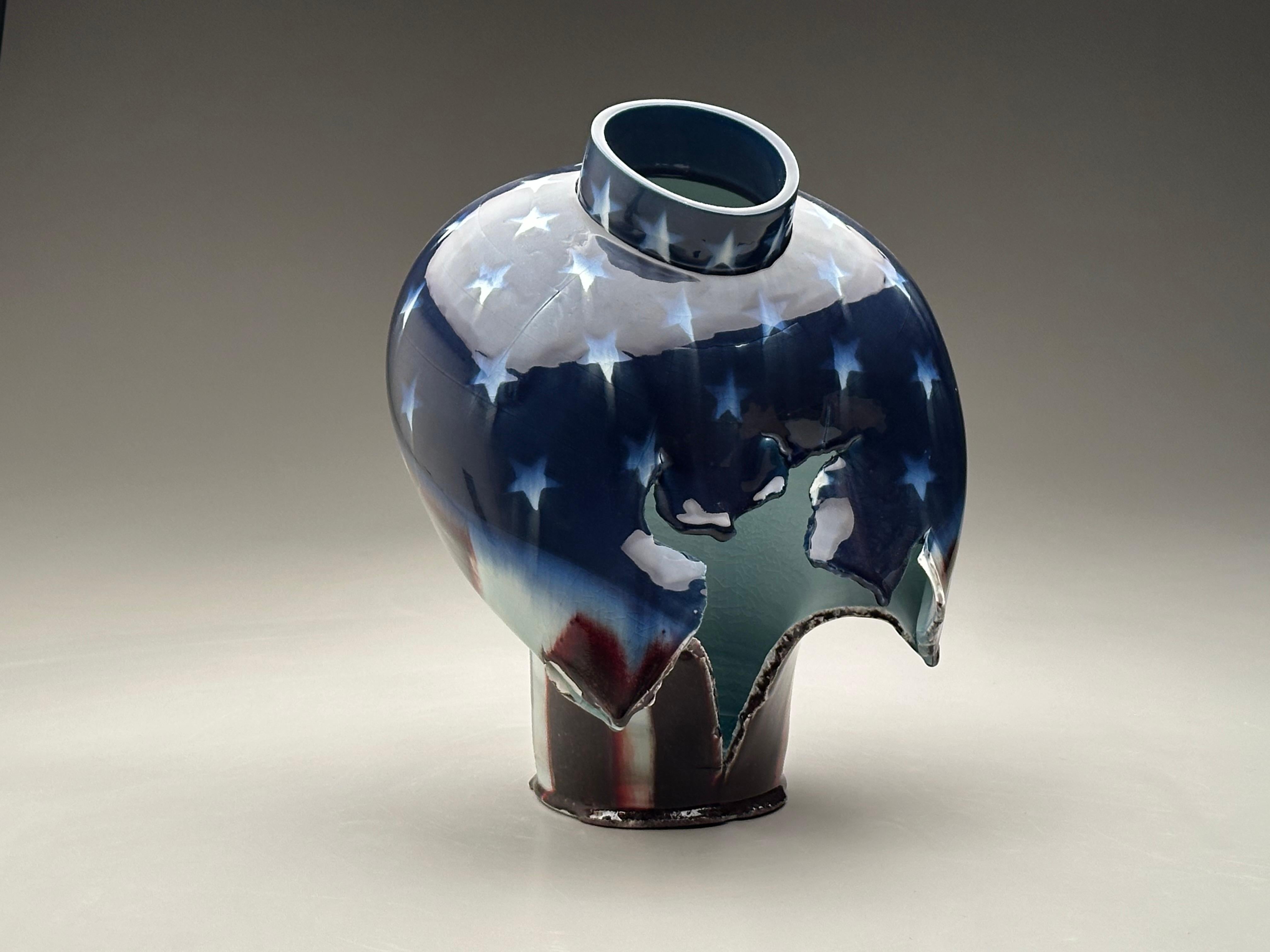 Escultura contemporánea de porcelana, forma de vasija tradicional coreana, deconstruida en venta 2