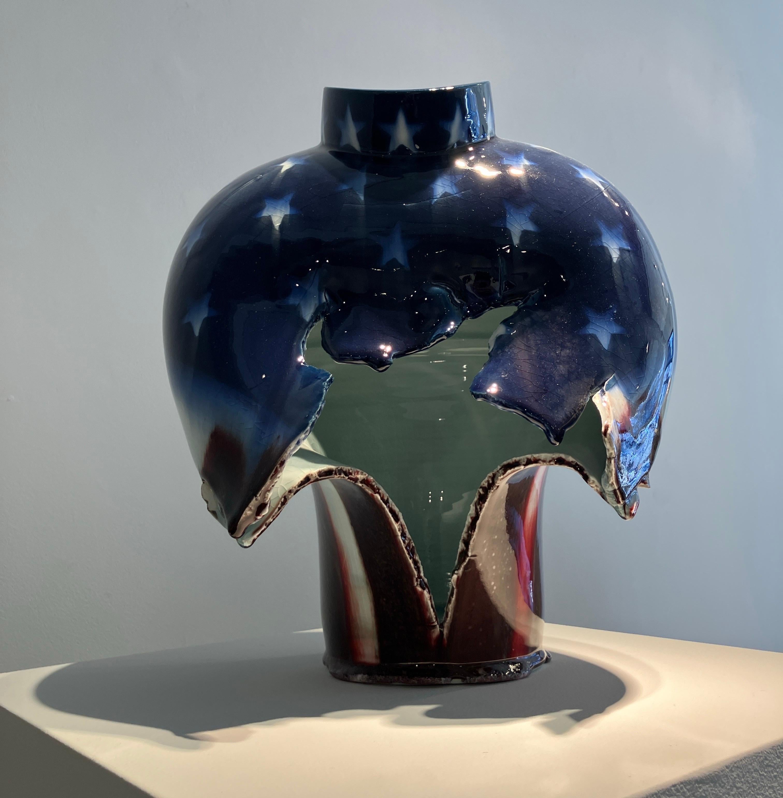 Escultura contemporánea de porcelana, forma de vasija tradicional coreana, deconstruida en venta 3