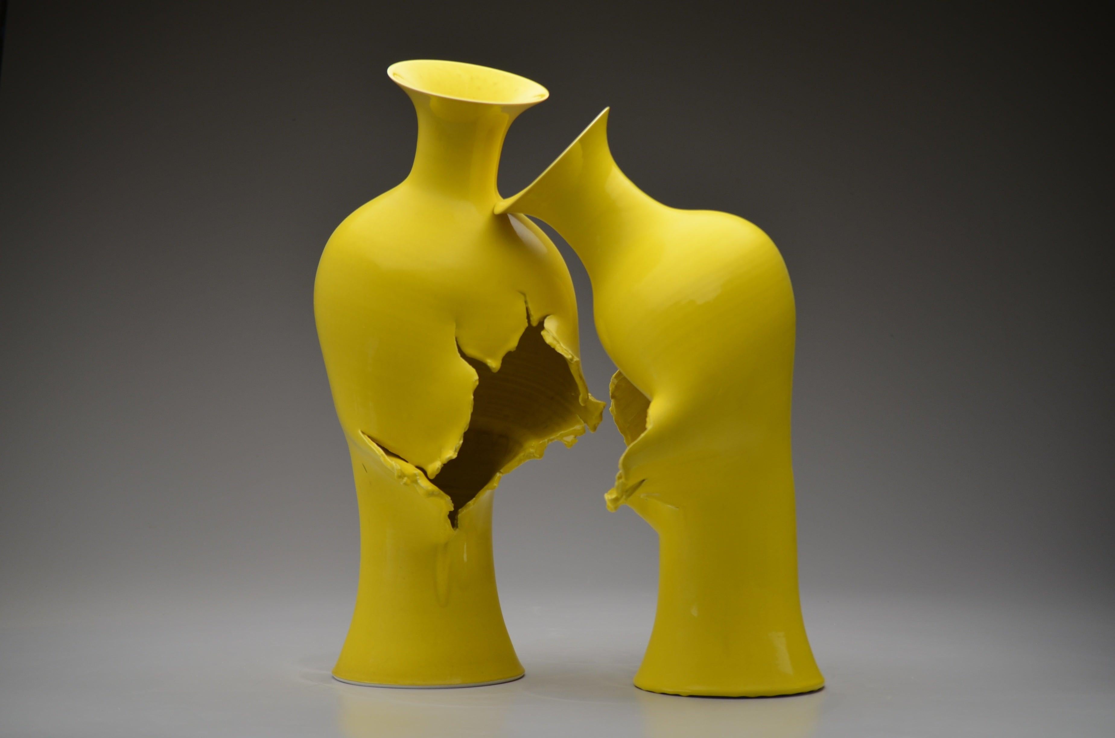 YELLOW ASIAN BALUSTER VASES - Sculpture by Steven Young Lee