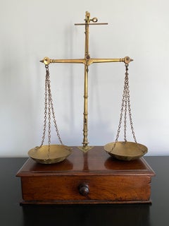 Stevens & Sons 19th Century Brass and Mahogany Scale