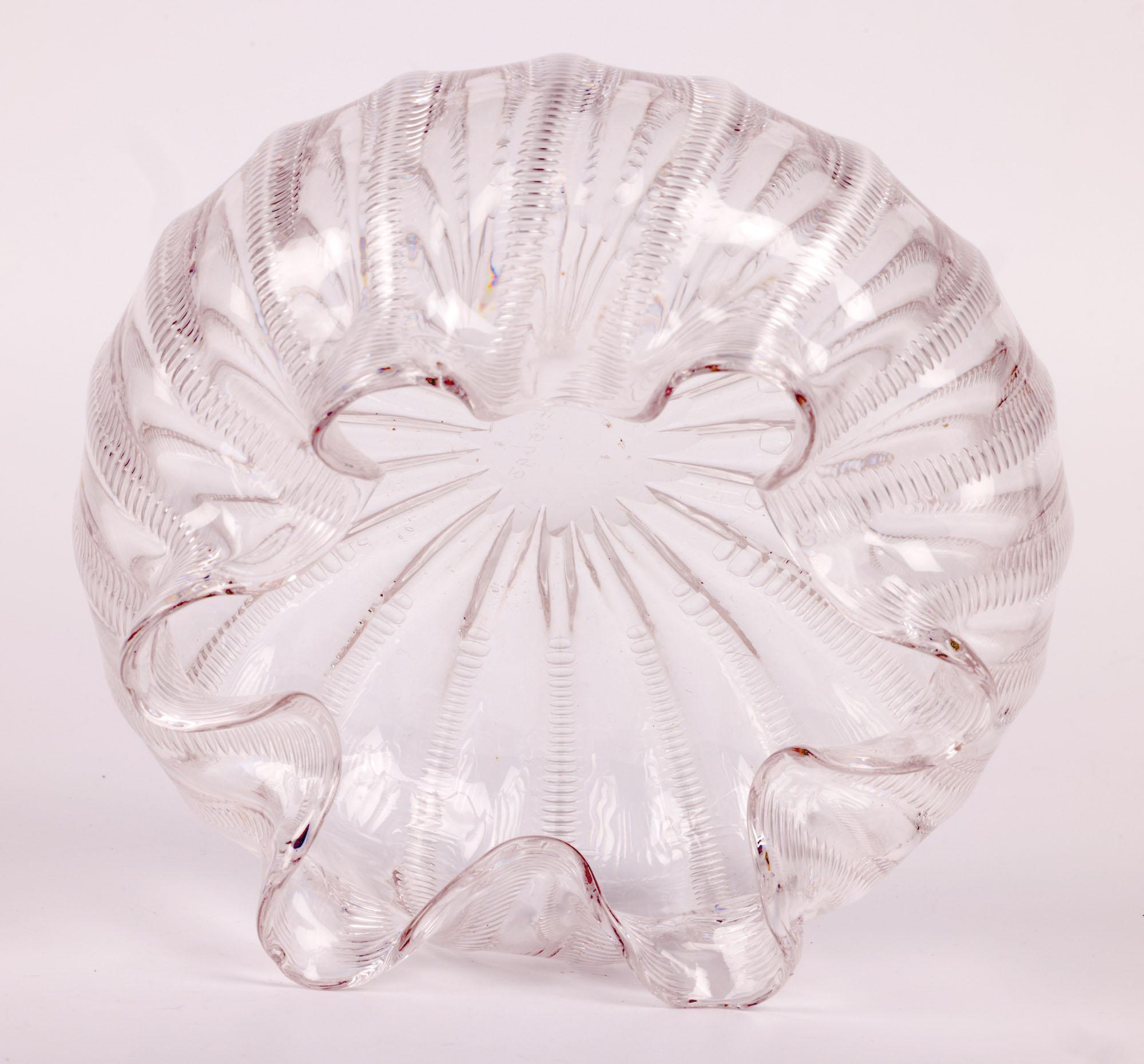 Crystal Stevens & Williams Aesthetic Movement Jewel Pattern Glass Bowl For Sale