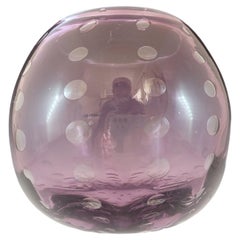Jarrón Globo de Cristal Burbuja Controlada Morado Stevens & Williams