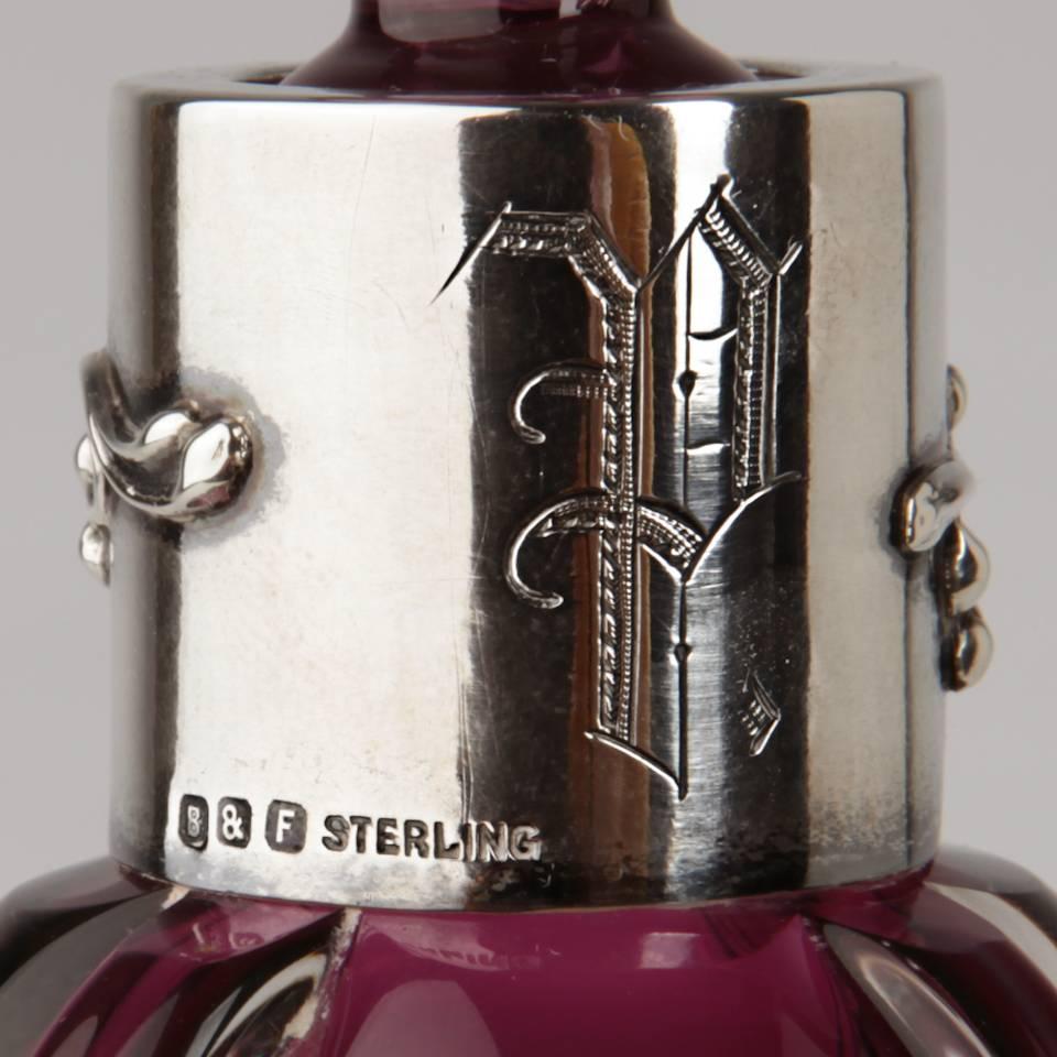 Stevens & Williams Sterling Mounted Decanter In Excellent Condition In Litchfield, CT