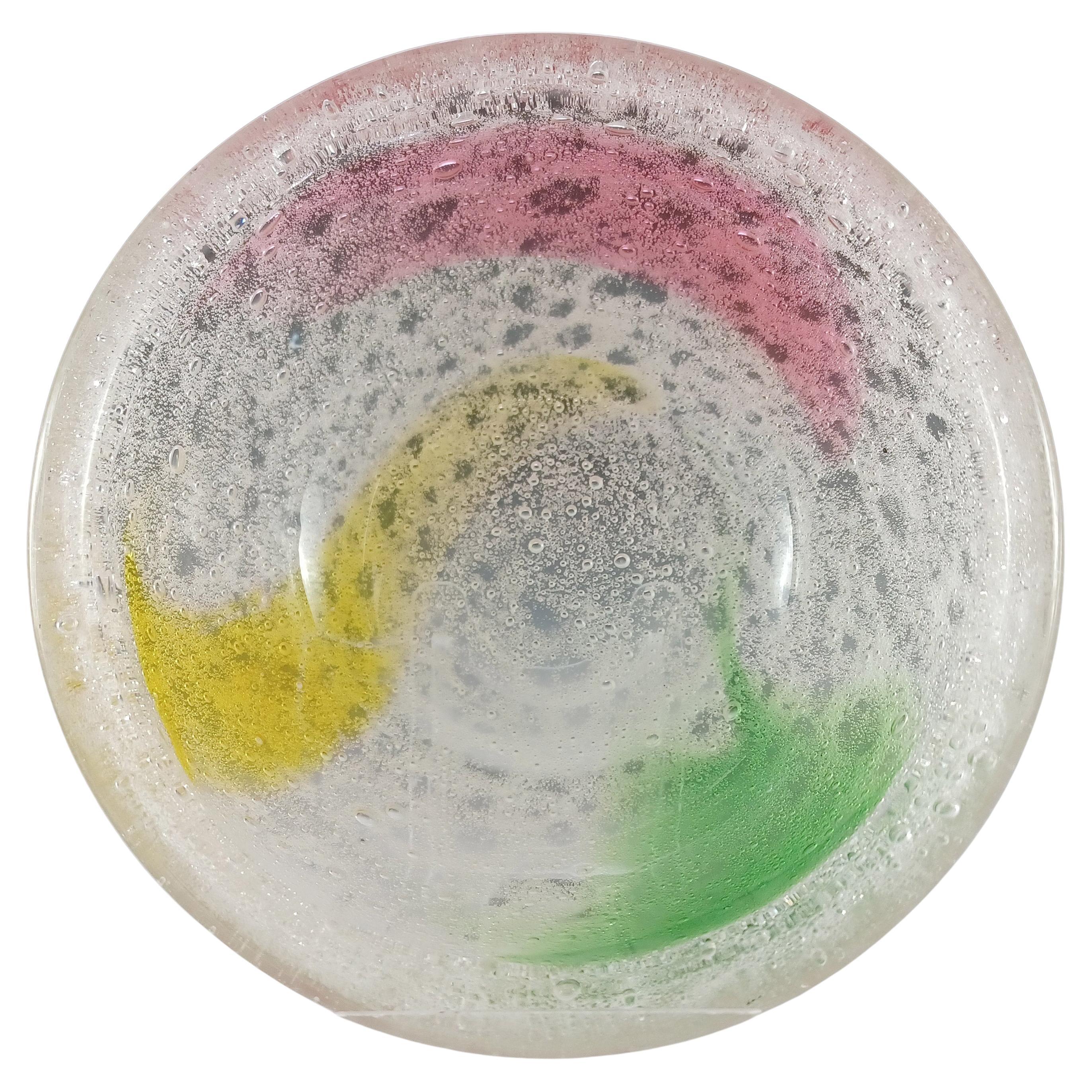 Stevens & Williams? Cuenco vintage de cristal arco iris burbujeante