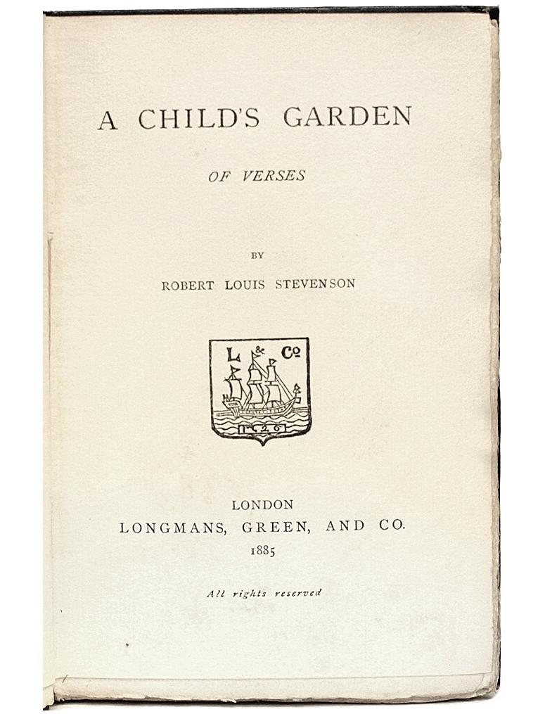 Stevenson - Child's Garden of Verses - 1st Ed - Inscribed by Stevenson's Mother 1