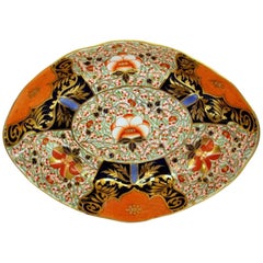 Stevenson & Hancock 19th Century Derby Hand-Painted Porcelain Imari Dessert Dish