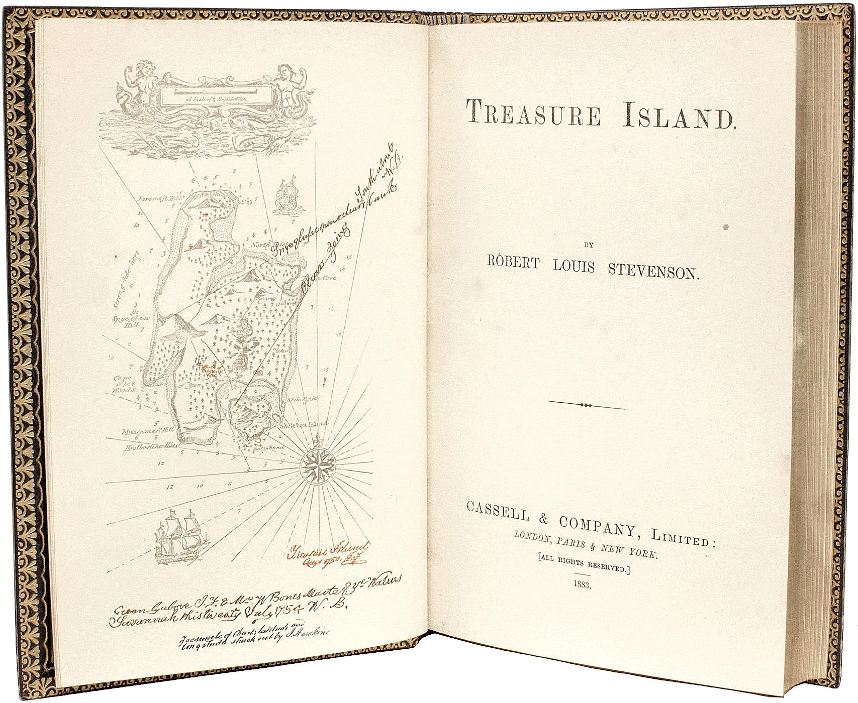 AUTHOR: STEVENSON, Robert Louis. 

TITLE: Treasure Island.

PUBLISHER: London: Cassell & Company, Limited, 1883,

DESCRIPTION: FIRST EDITION EARLIEST ISSUE. 1 vol., 7-5/16