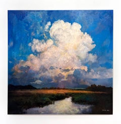 "Golden Hour No.1" landscape painting and photography on panel