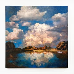 "Premonition No.1" landscape painting and photography on panel