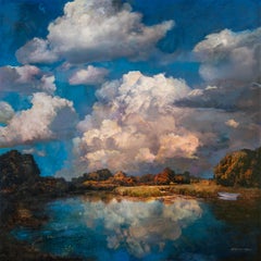 "Premonition No.1" landscape painting and photography on panel