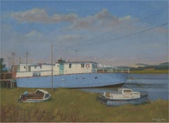 Stewart Charles Hine (1928-2018) - 1998 Oil, Houseboats on the Adur