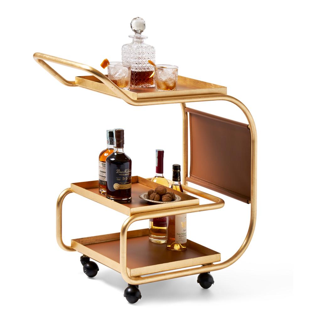 Leather Stewart Gold Trolley For Sale