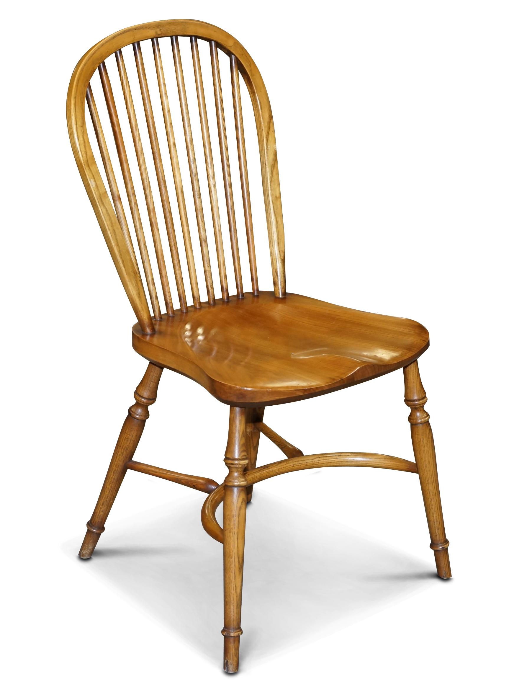 Table de salle à manger en broussin d'if et orme et 8 chaises Windsor fabriquées à la main par Stewart Linford, Angleterre en vente 5