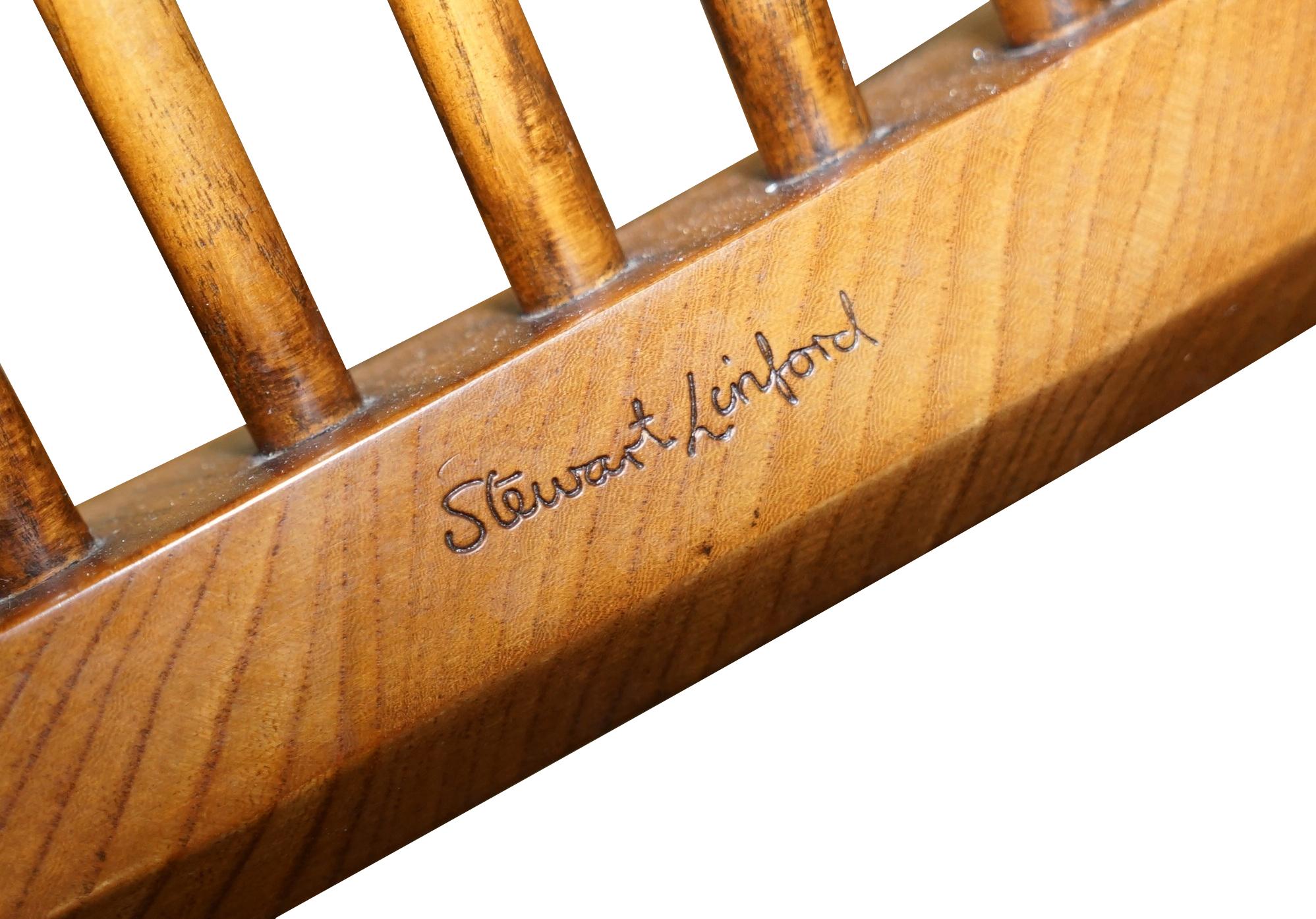 Stewart Linford Burr Yew & Elm Esstisch & 8 Windsor-Stühle Handgefertigt, England im Angebot 11