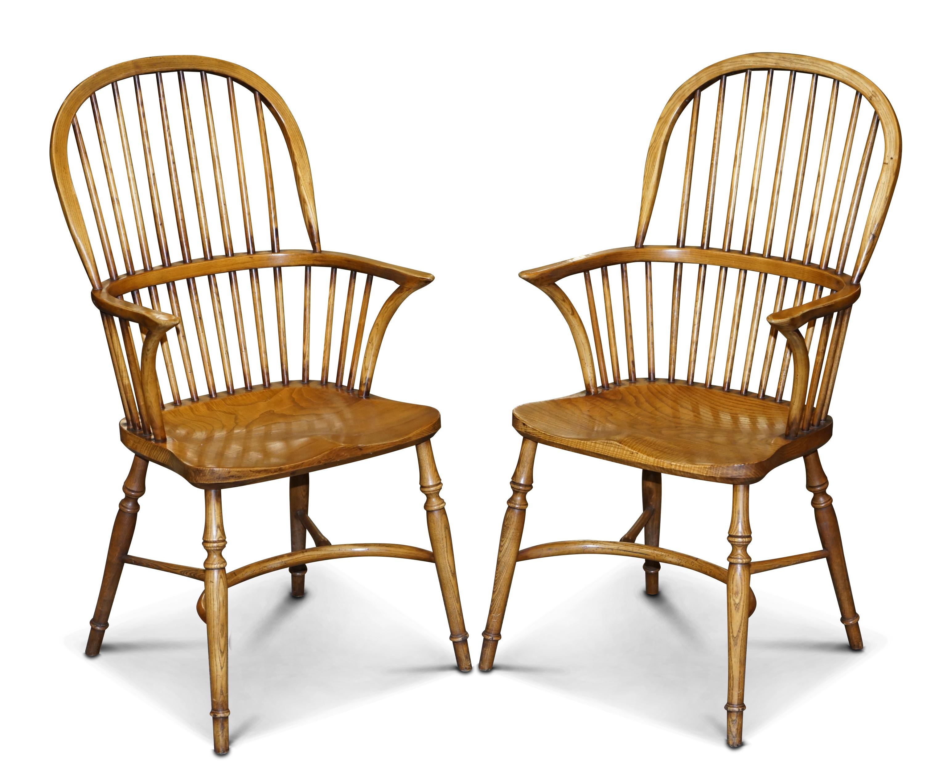 Stewart Linford Burr Yew & Elm Esstisch & 8 Windsor-Stühle Handgefertigt, England im Angebot 12