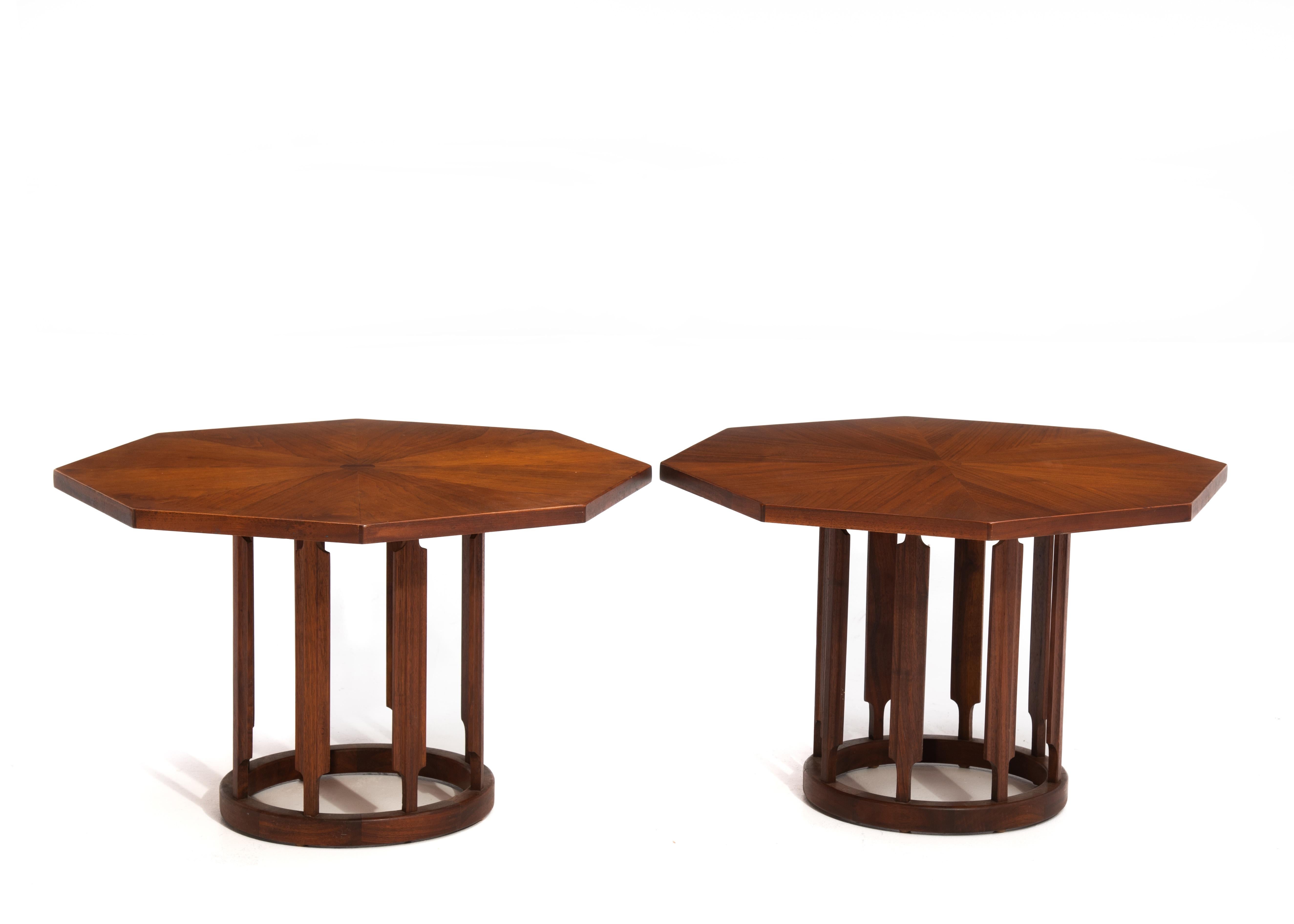 American Stewart MacDougal Kipp Stewart Drexel Octagon Side Table Walnut a Pair For Sale