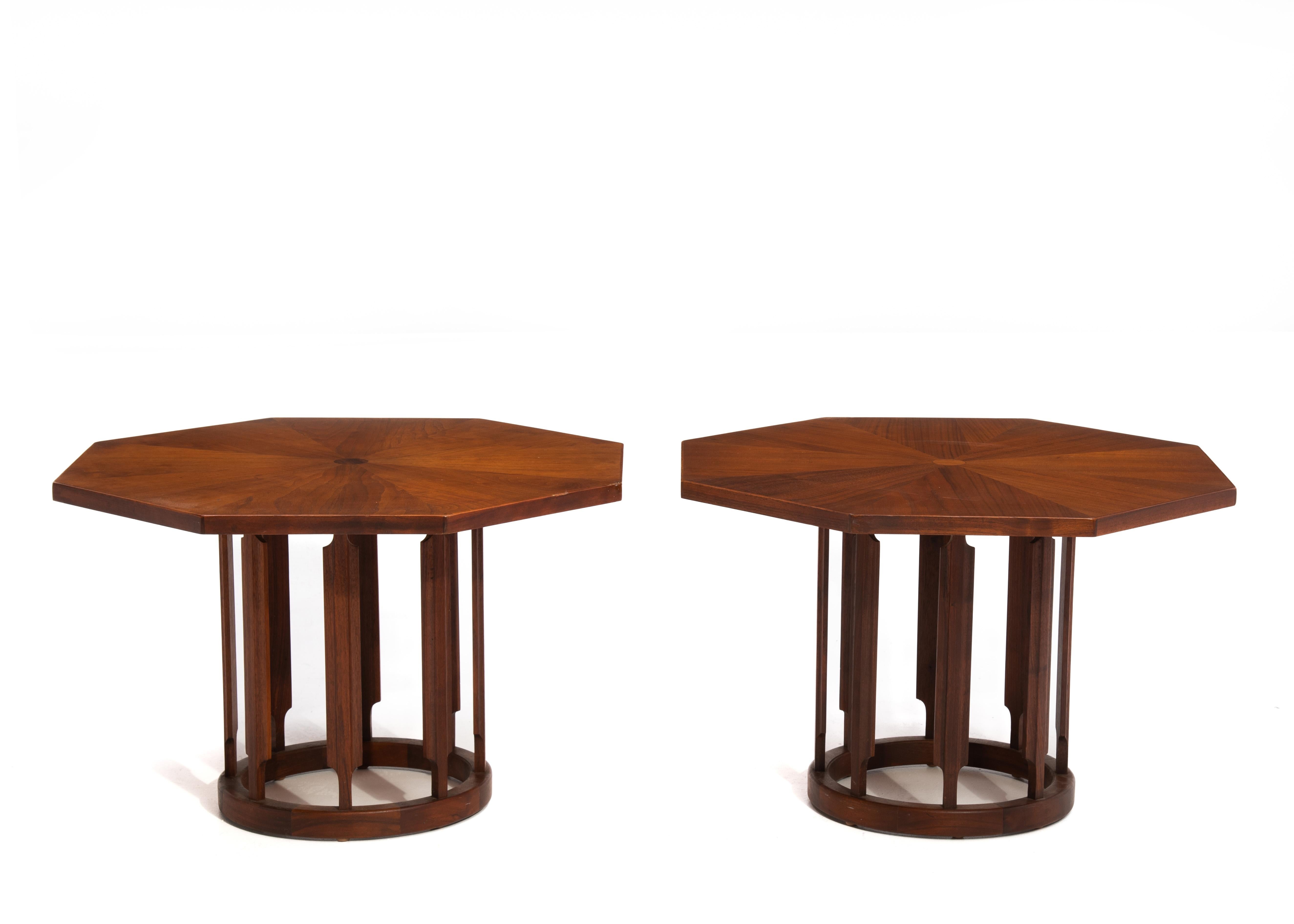 Stewart MacDougal Kipp Stewart Drexel Octagon Side Table Walnut a Pair In Good Condition For Sale In Forest Grove, PA
