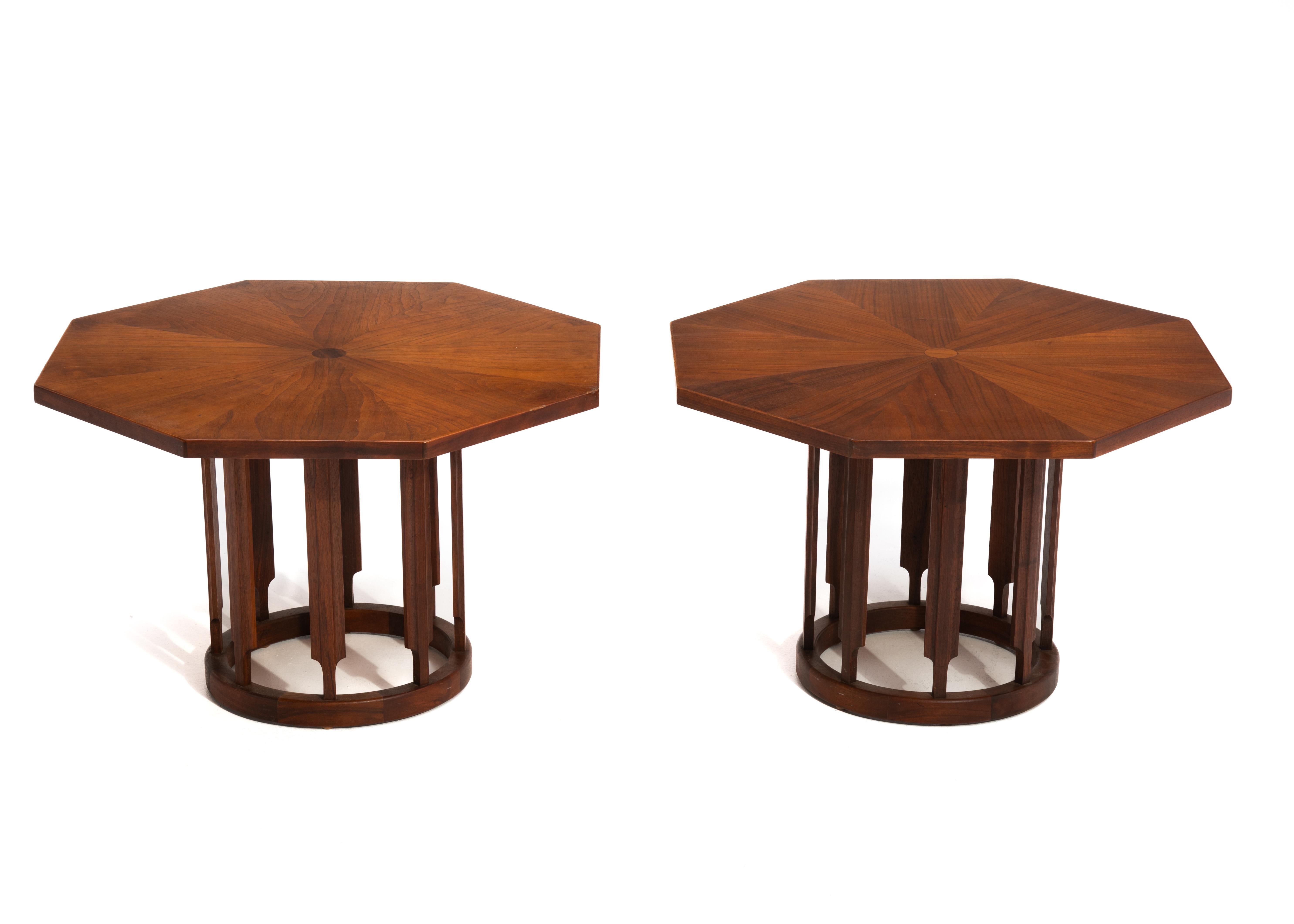Mid-20th Century Stewart MacDougal Kipp Stewart Drexel Octagon Side Table Walnut a Pair For Sale
