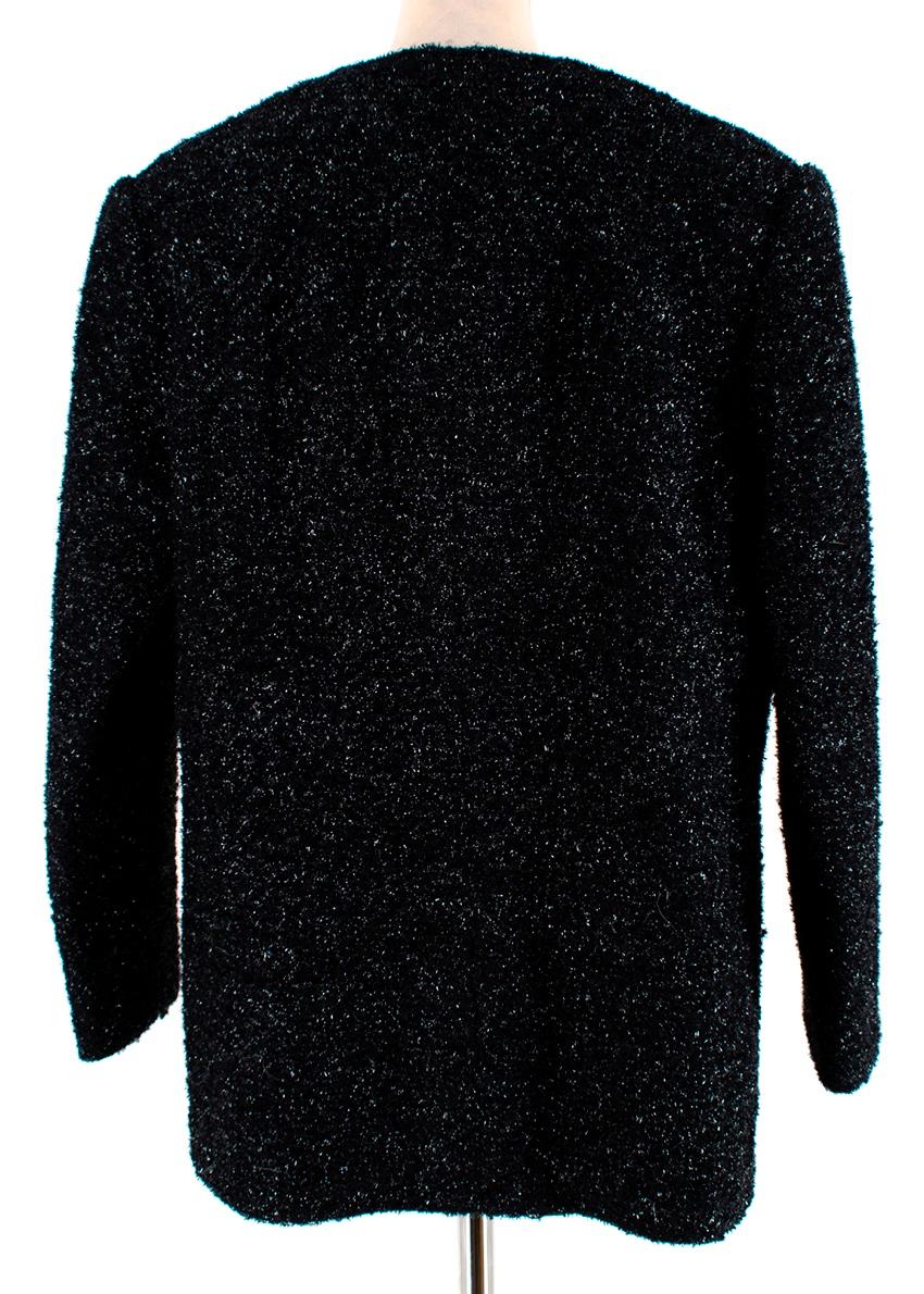 Nero Stewart Parvin - Giacca in tweed con trama lurex nera - Taglia stimata M in vendita