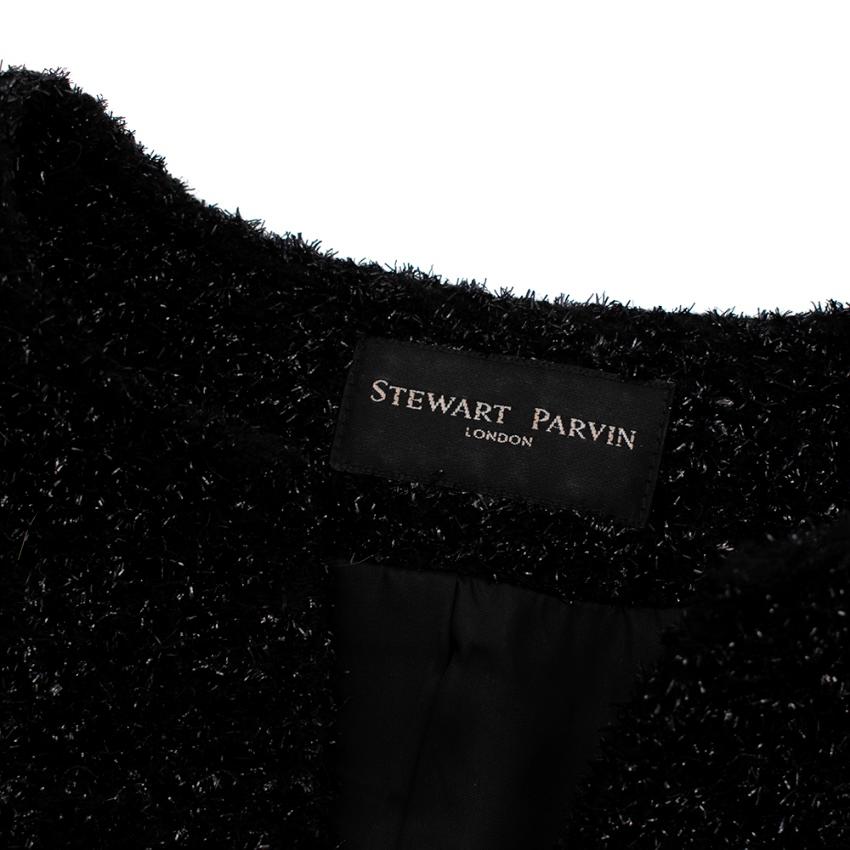 Stewart Parvin - Giacca in tweed con trama lurex nera - Taglia stimata M in vendita 4