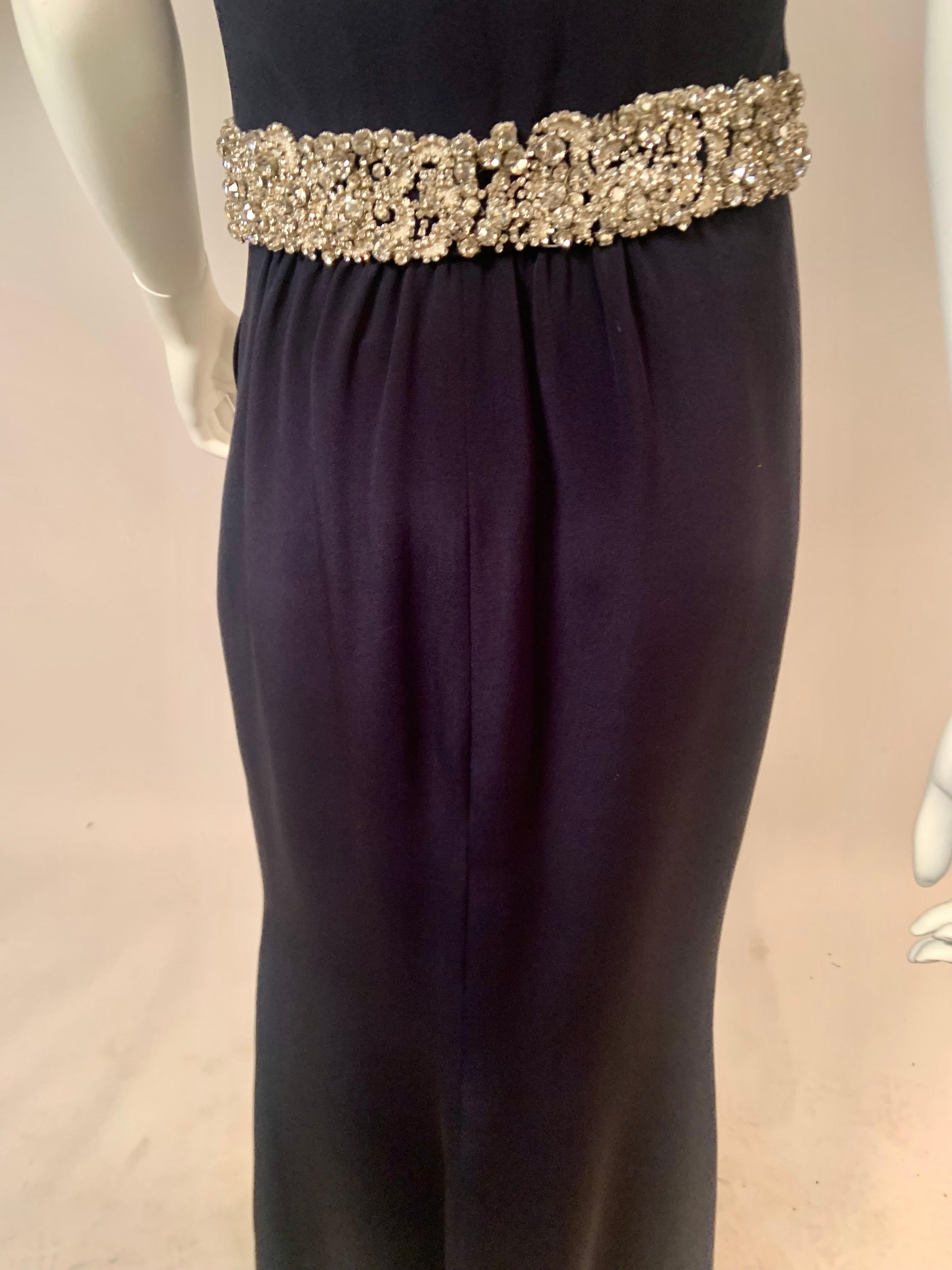 Stewart Parvin London Designer Strapless Beaded Dark Blue Silk Evening Gown For Sale 5