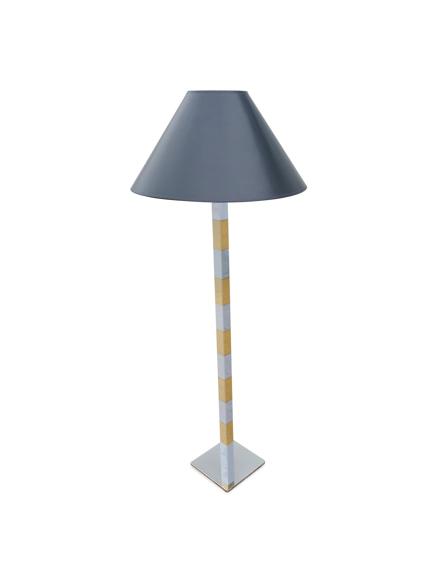 Américain Lampadaire Stewart Ross James pour Hansen en chrome et laiton, signé en vente
