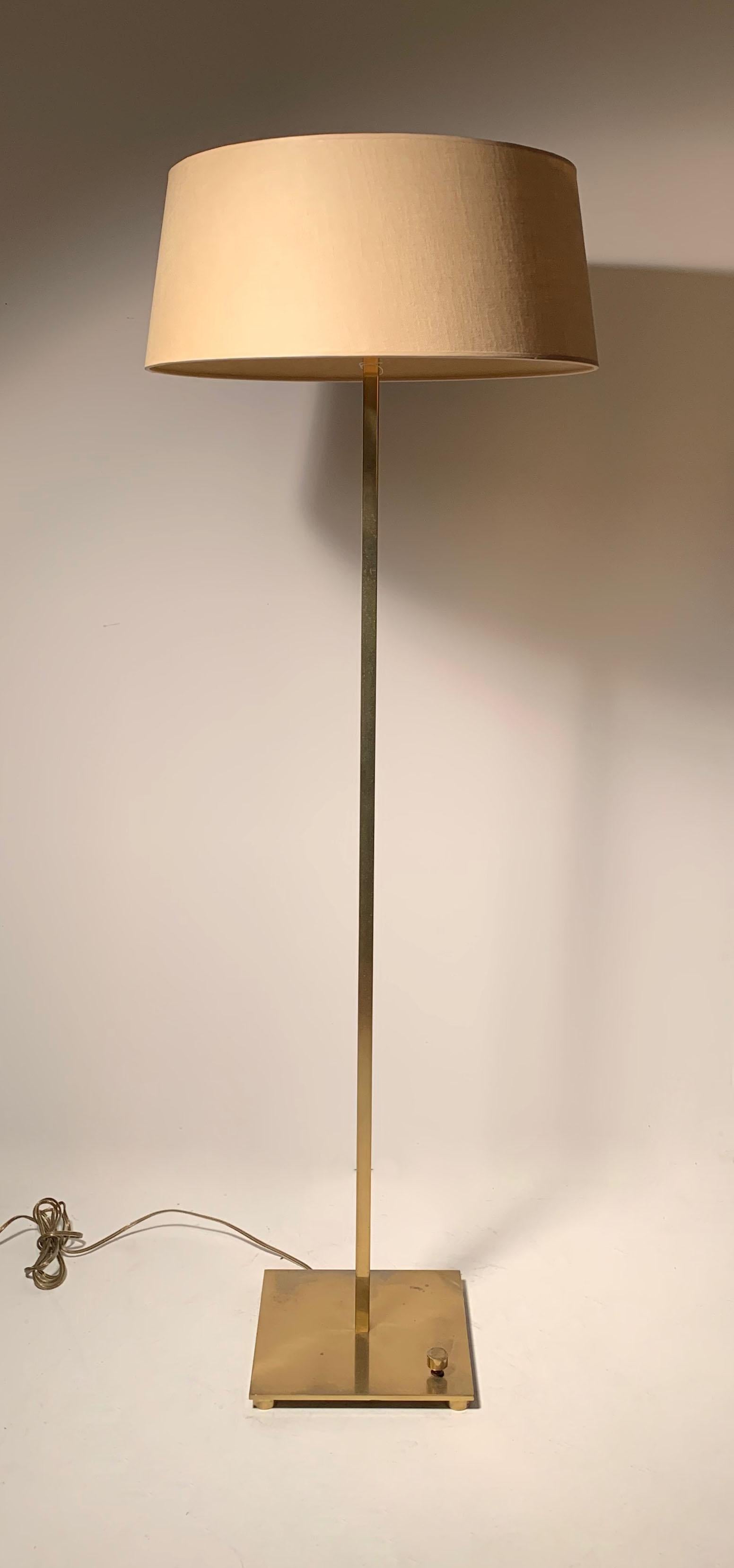 Floor lamp, model #212, with two-light sockets by Stewart Ross James for Hansen. Style of Paul Mccobb.

Base is 9