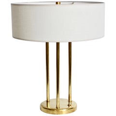 Stewart Ross James for Hansen "Triple Column" Buffed Brass Table Lamp, 1950s