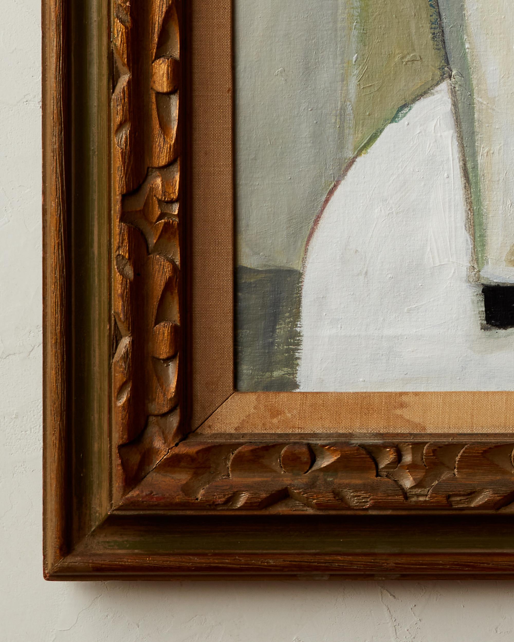 3 vasi alla finestra di Stewart Ross Quadro acrilico cubista di natura morta con cornice 10