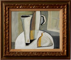 3 Vases in Window by Stewart Ross Cubist Still Life Acrylic Painting Framed