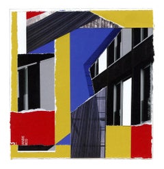 Painted Building One, Venice : mixed media collage on board