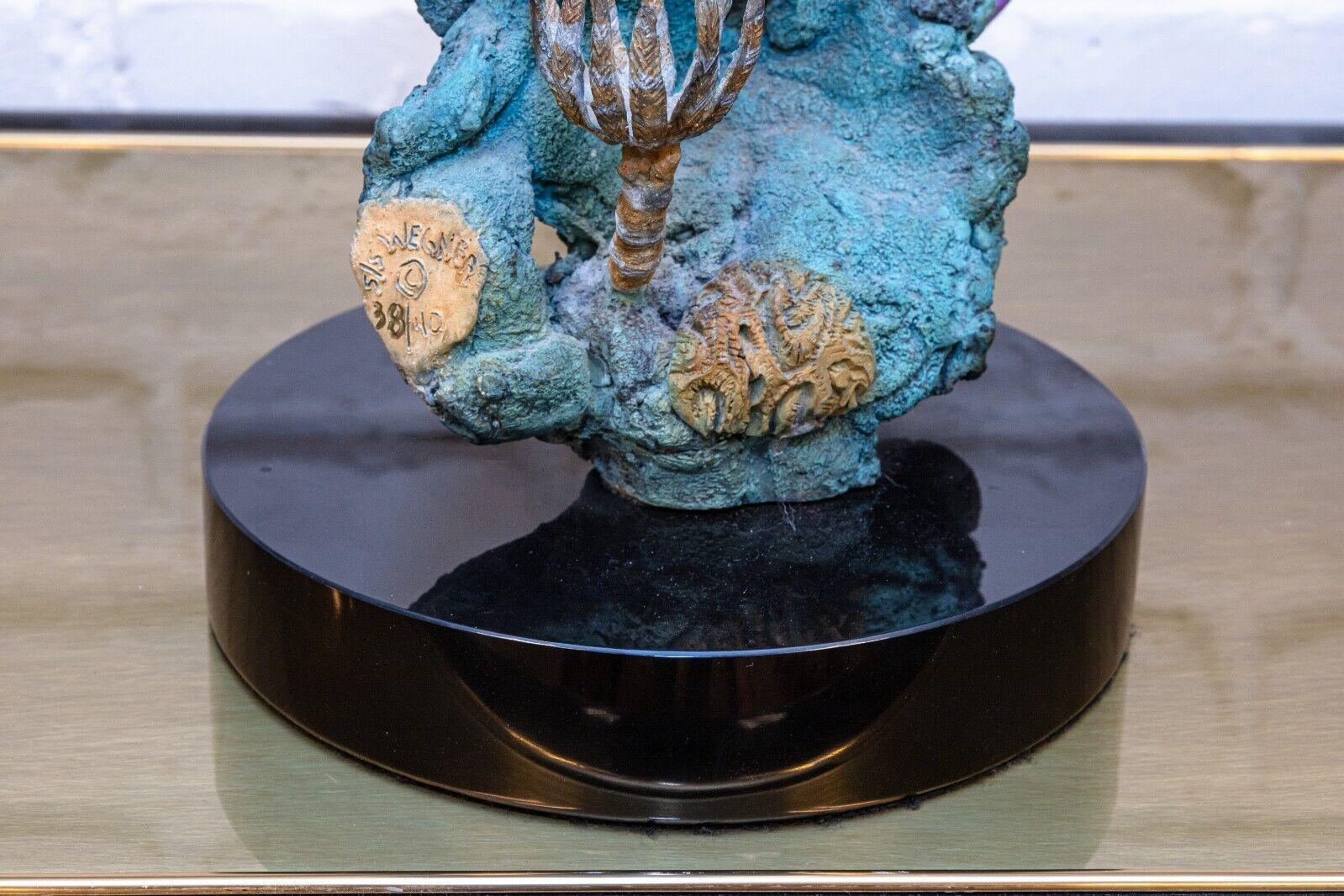 Stewart & Steven Wegner Queen Angel Reef Patina Bronze Sculpture Signed 38/40 5