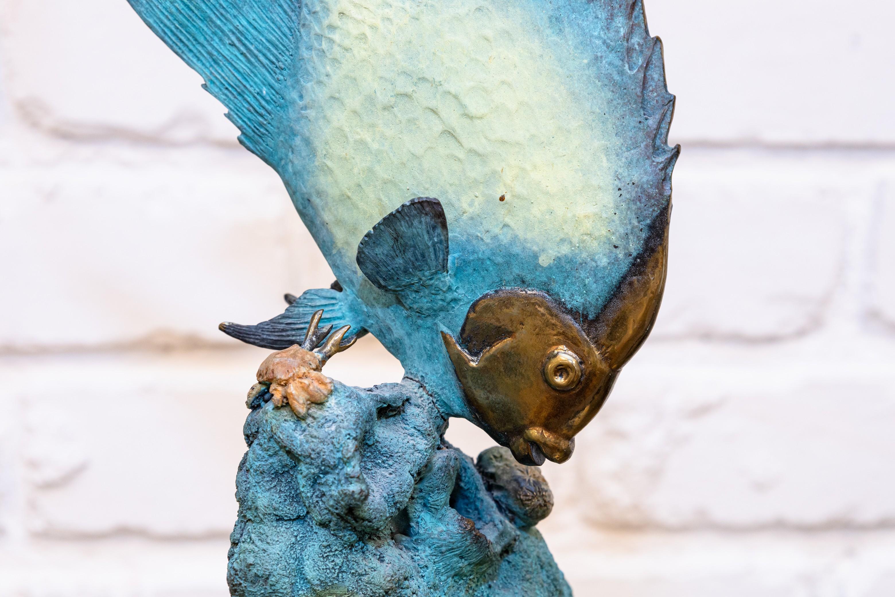 20th Century Stewart & Steven Wegner Queen Angel Reef Patina Bronze Sculpture Signed 38/40 For Sale
