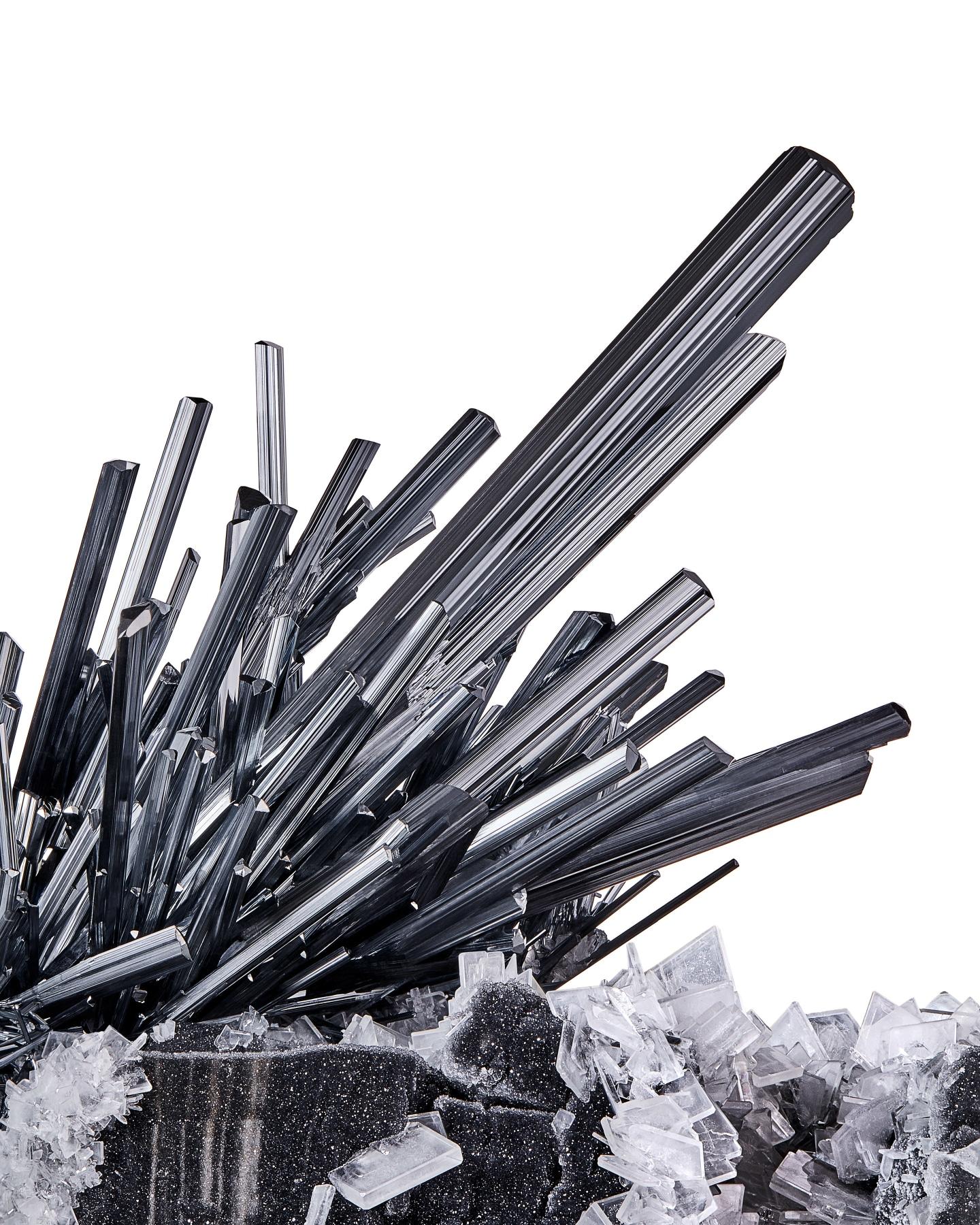 Stibnite with Barite & Quartz, China In Excellent Condition For Sale In New York, NY