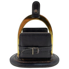 Stich Leather Cardholder Attributed to Jacques Adnet