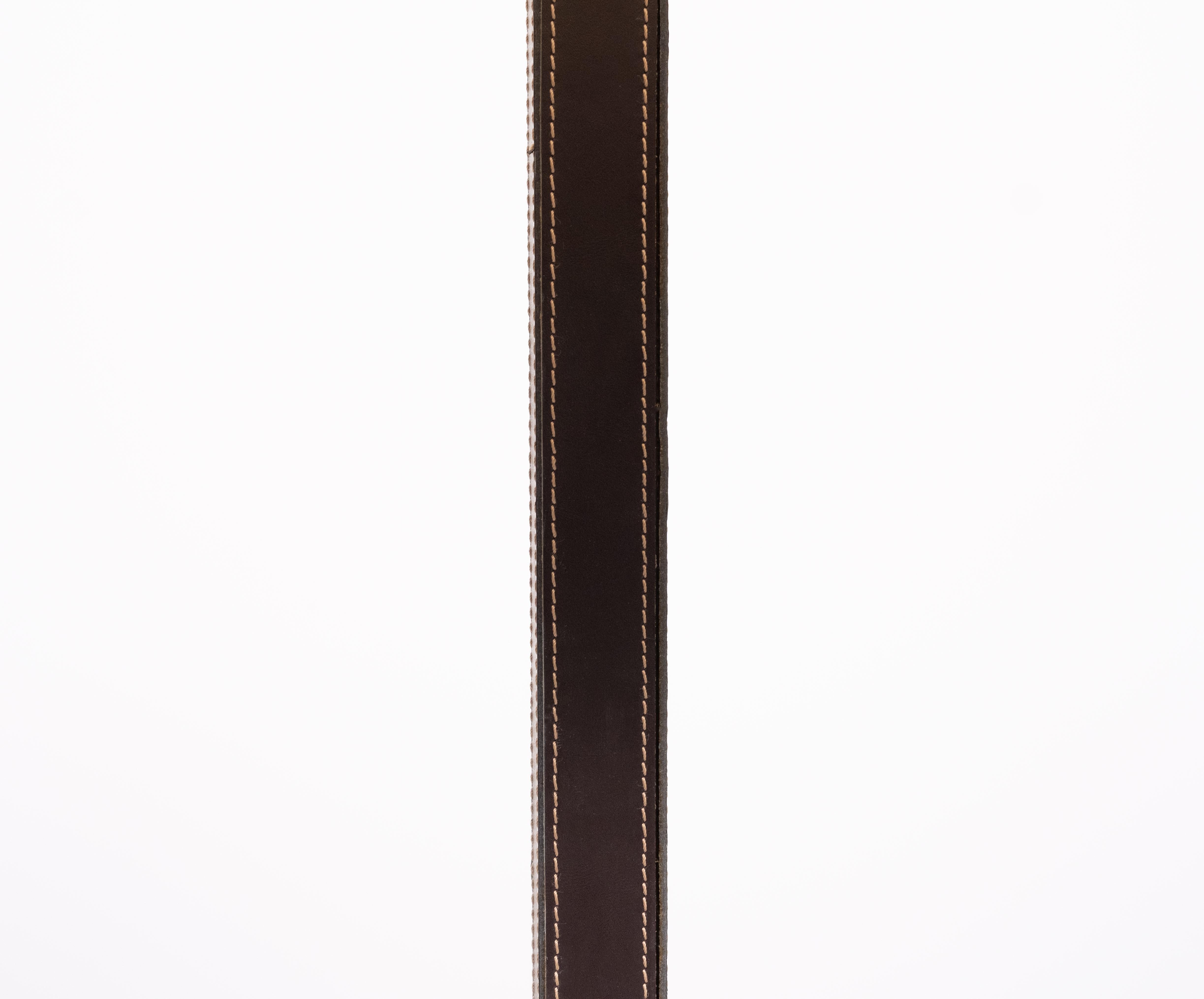 French Stich Leather Floor lamp manufactured by SCE France For Sale