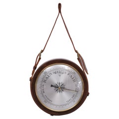 Retro Stich Leather Hanging Barometer Westen, Germany, 1960s
