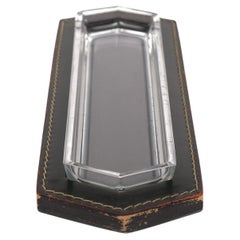 Porte-crayon Krystal en cuir surpiqué, France, années 1950