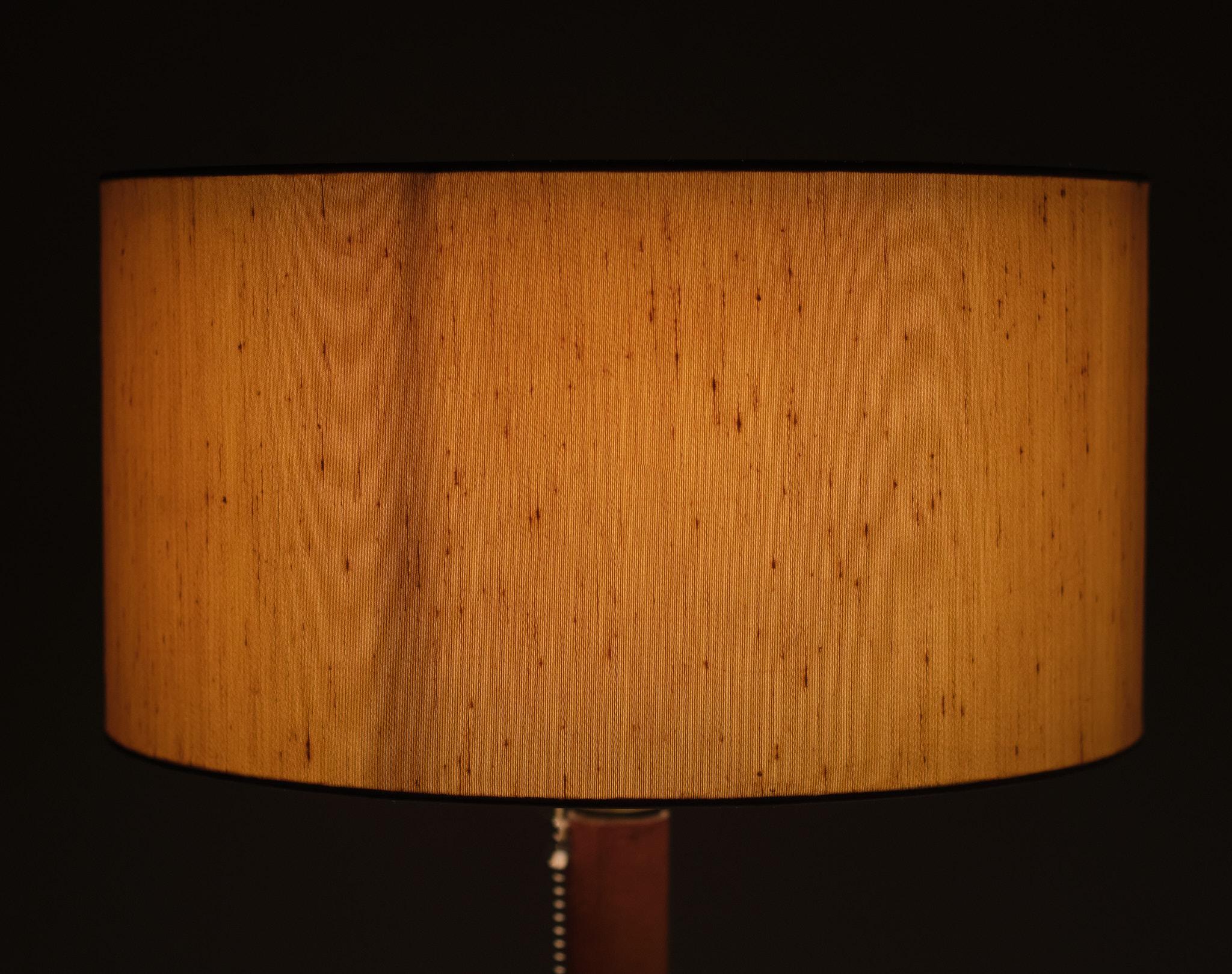 French Stich Leather Table Lamp Style Jacques Adnet 1960s