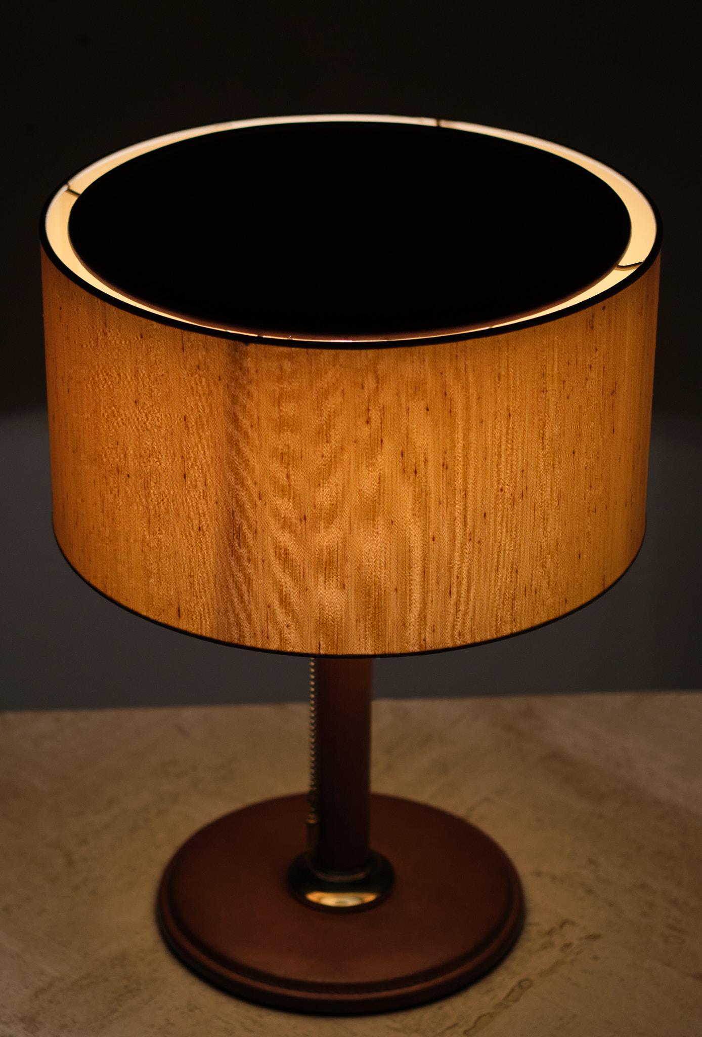 Stich Leather Table Lamp Style Jacques Adnet 1960s In Good Condition In Den Haag, NL