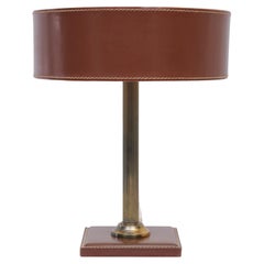 Stich Red Leather Desk Lamp 1960s France 