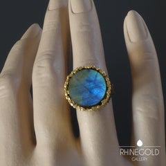 Stichnoth German Modernist Labradorite Gold Cocktail Ring