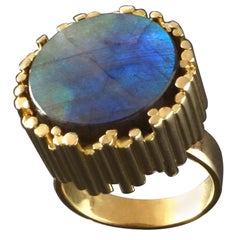 Stichnoth German Modernist Labradorite Gold Cocktail Ring