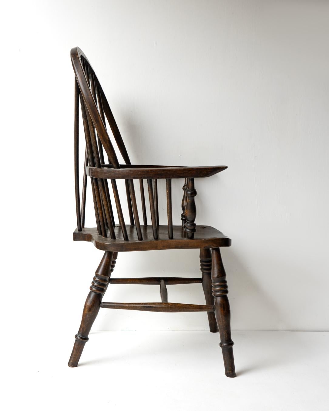 STICK BACK ASH & ELM WINDSOR CHAIR, Antique Rustic Country Made Carver armchair 2