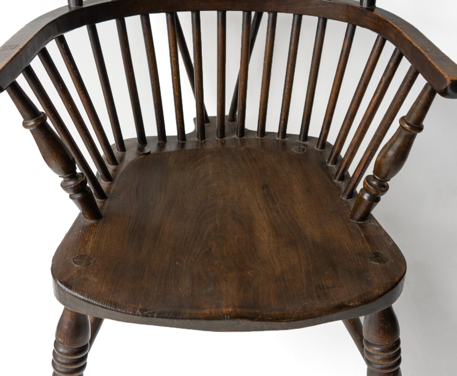 Stick Back Ash & Elm Windsor Chair, Antique Rustic Country Made Carver Armchair 2