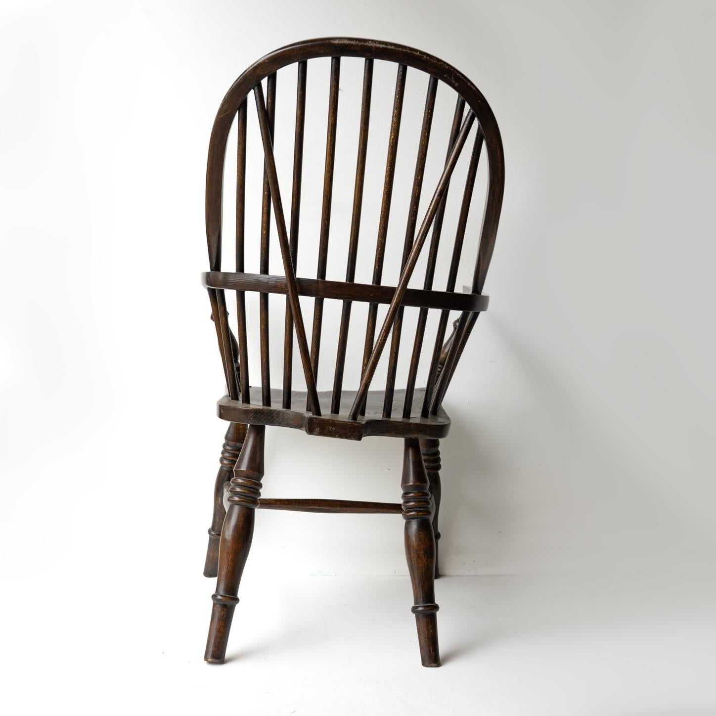 STICK BACK ASH & ELM WINDSOR CHAIR, Antique Rustic Country Made Carver armchair 5