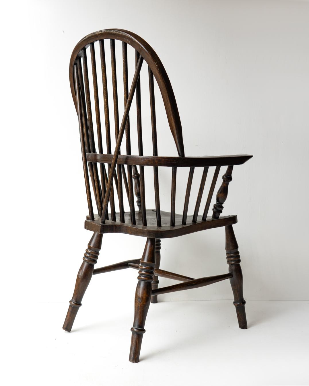 STICK BACK ASH & ELM WINDSOR CHAIR, Antique Rustic Country Made Carver armchair 1